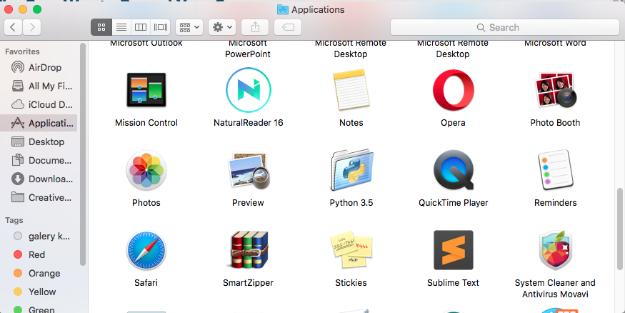 gambar lokasi aplikasi QuickTime Player di menu applications mac os