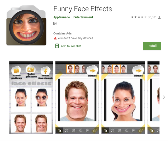 3. FaceEffects aplikasi edit foto lucu gokil gratis