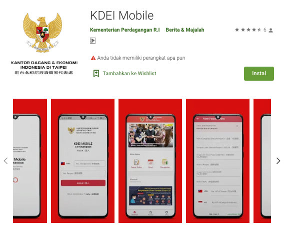 aplikasi KDEI mobile perpanjang paspor online Kdei Taipei Taiwan